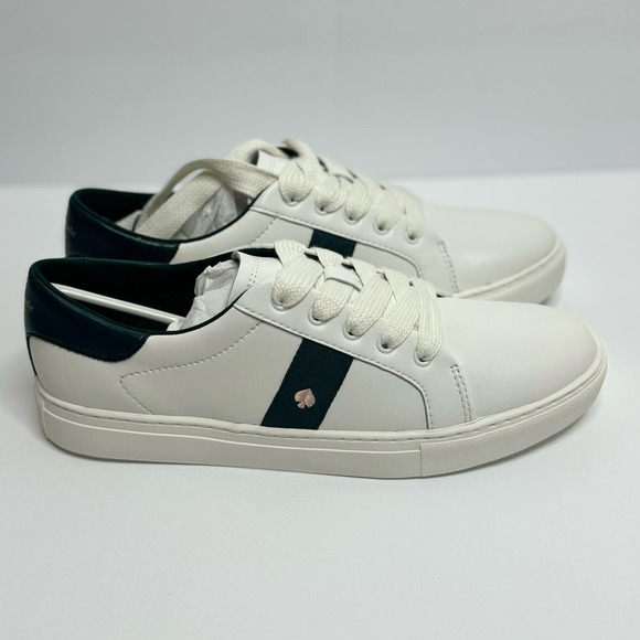 kate spade Shoes - NWT Kate Spade Iggy Low Top Court Logo Leather Sneakers Optic White Women's 8.5